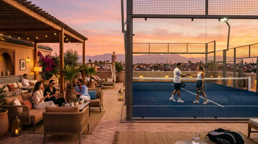 Rooftop padel lifestyle au Maroc en 2026