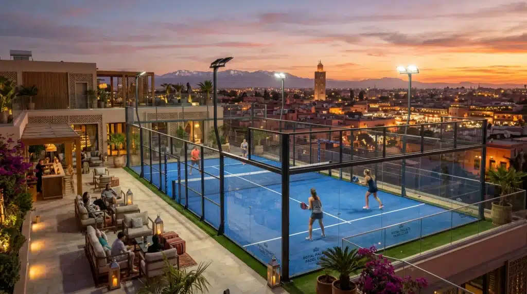 Construction d'un terrain de padel sur rooftop premium à Marrakech