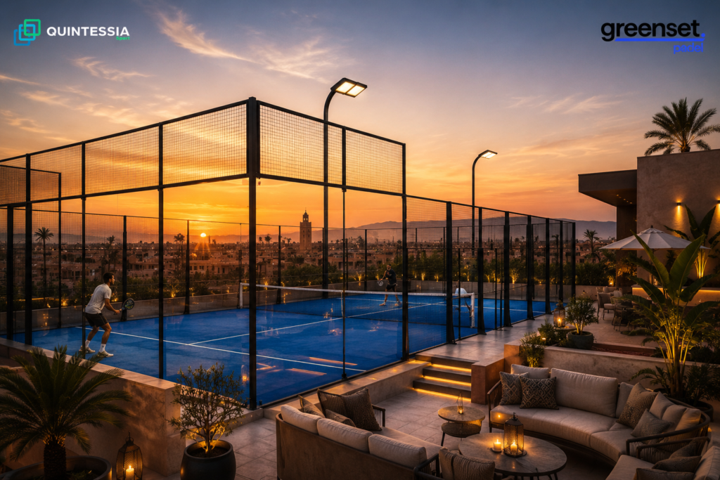 rooftop padel illustrant le marché du padel au Maroc