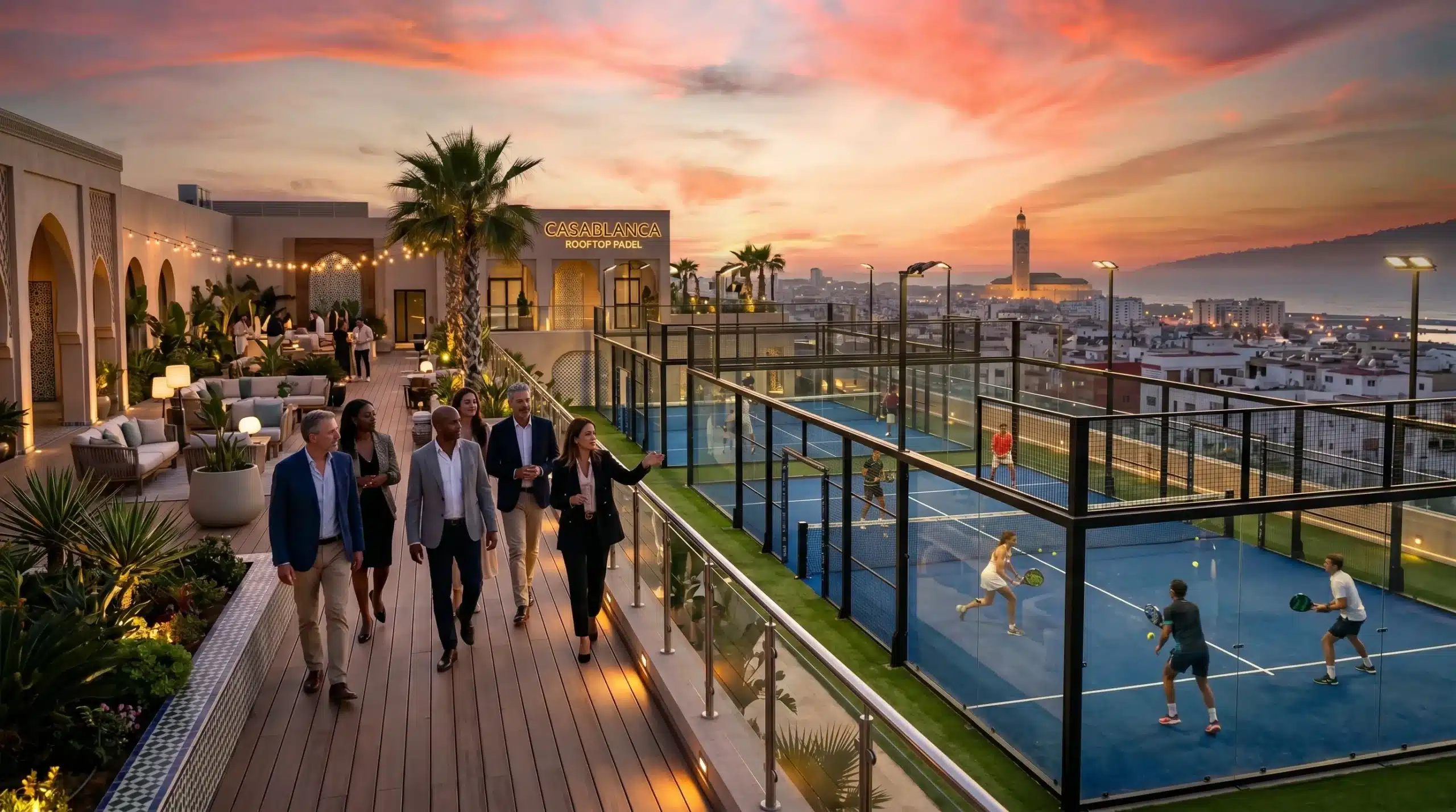 Projet rooftop pour financer un terrain de padel au Maroc