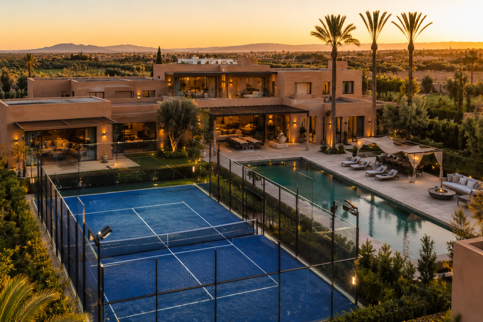 padel privé dans une villa de luxe au Maroc