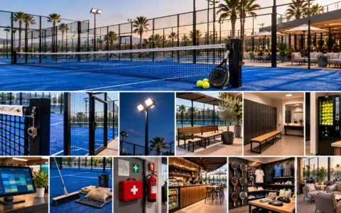 Équipement pour un club de padel au Maroc : filet, éclairage et mobilier