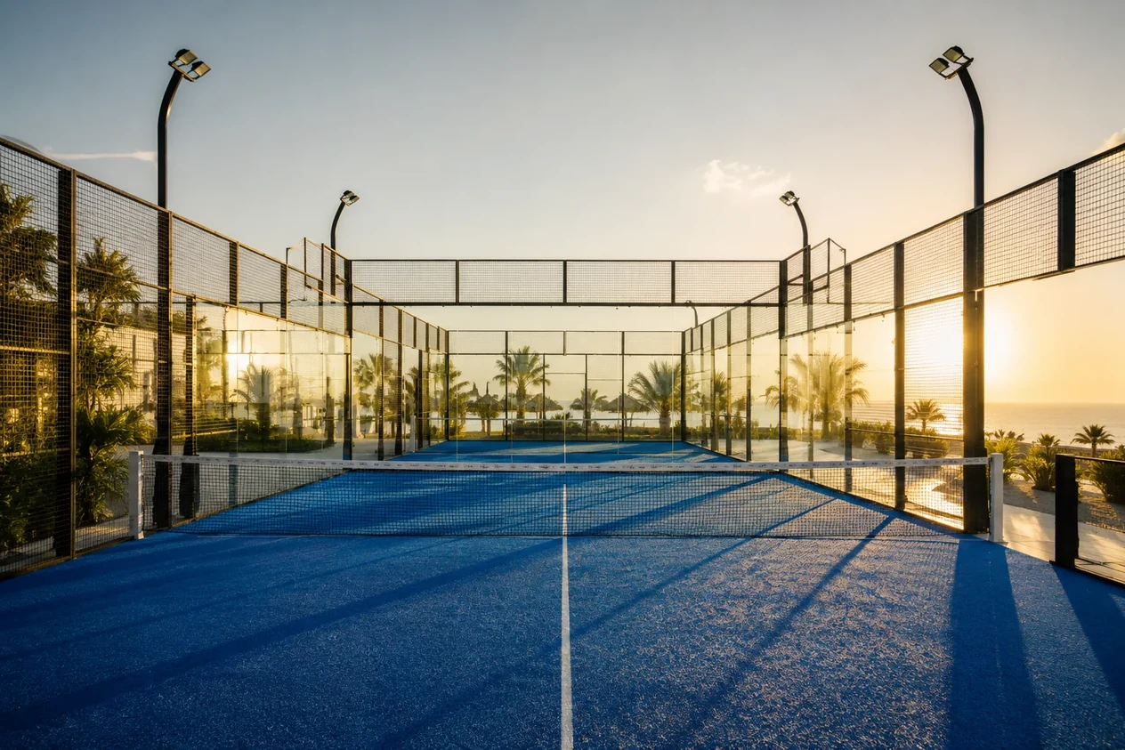 Structure aluminium acier d'un terrain de padel